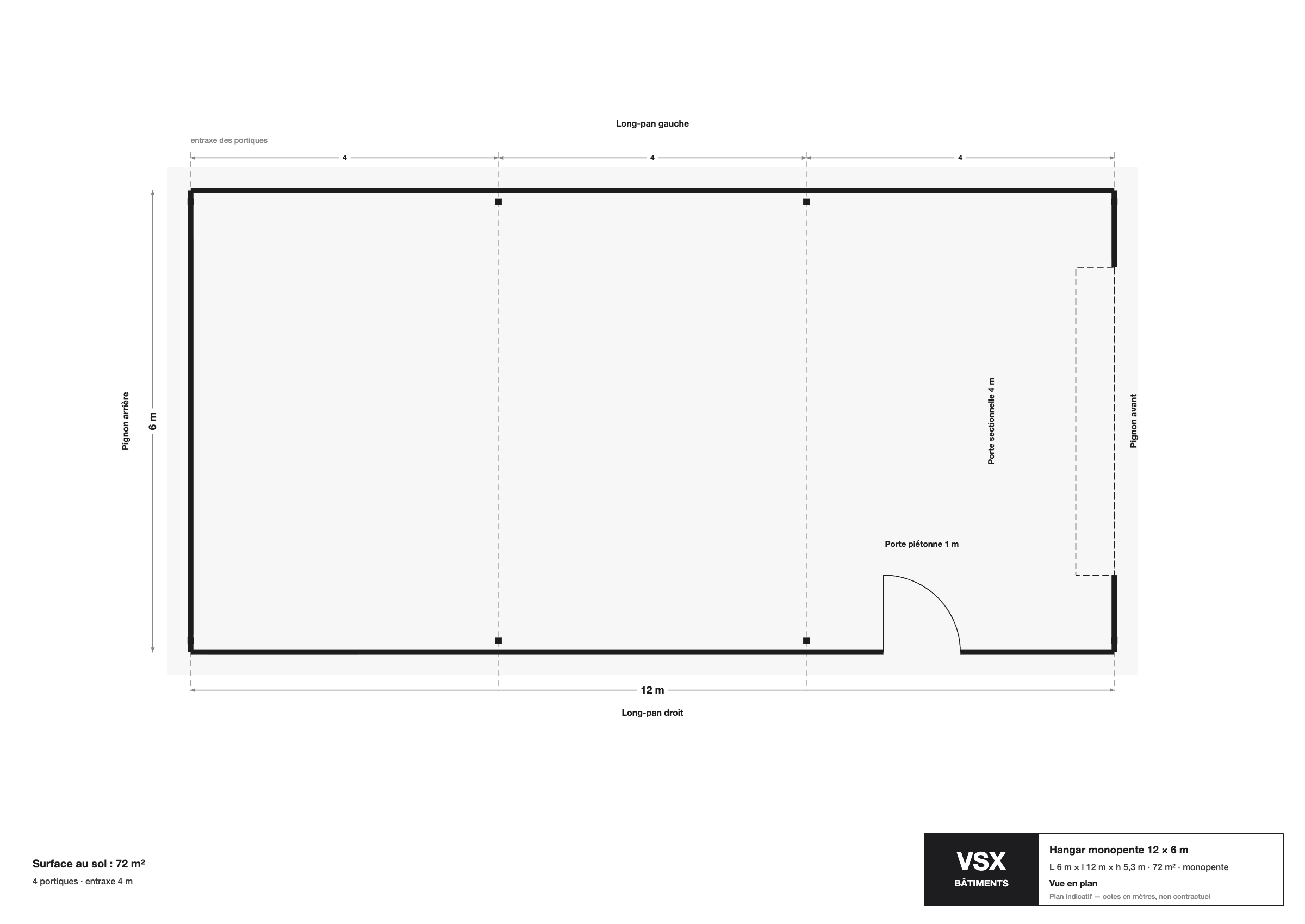 Hangar monopente 12 x 6 m, hauteur 5,3 m — photo 4