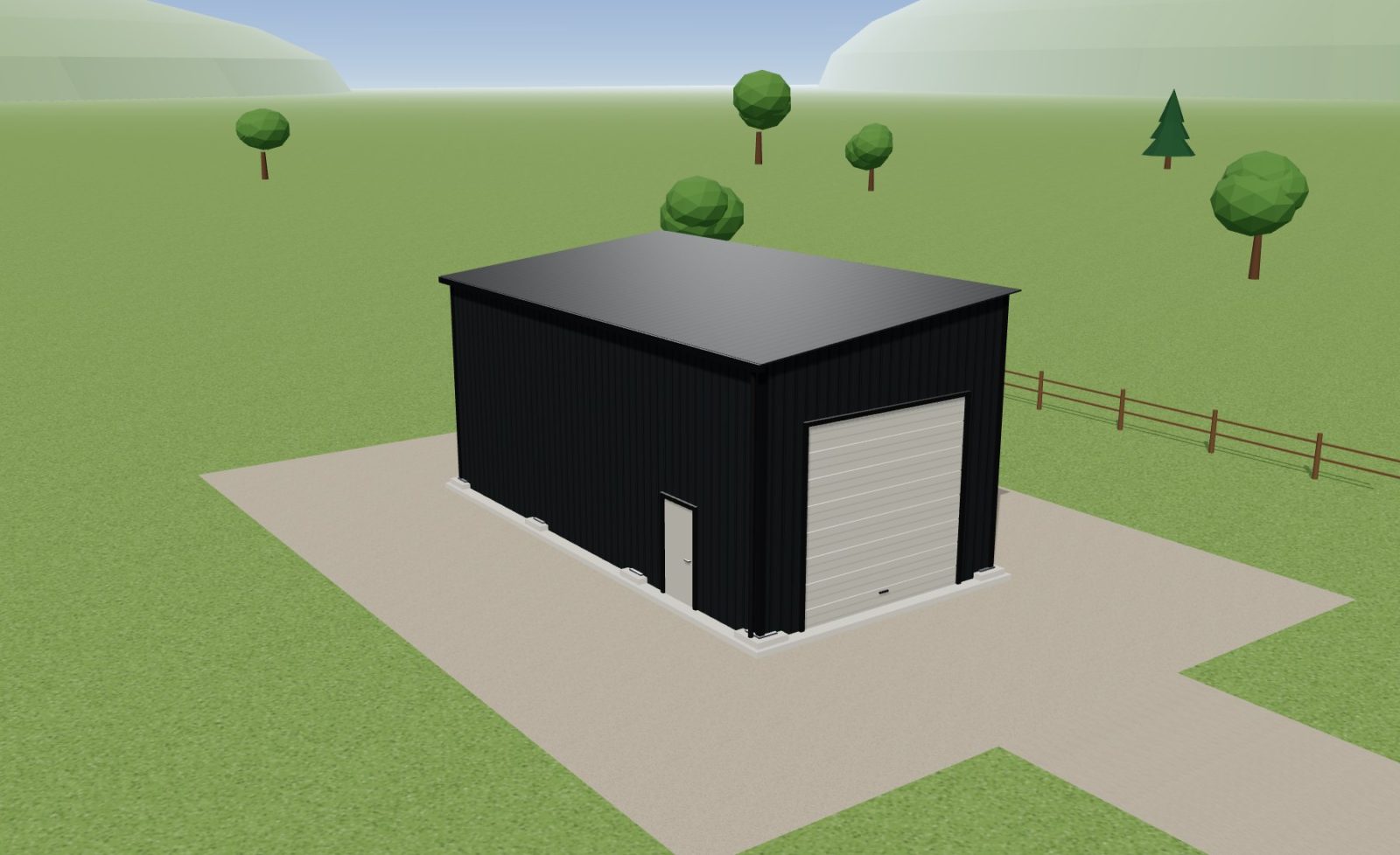 Hangar monopente 12 x 6 m, hauteur 5,3 m — en pleine nature