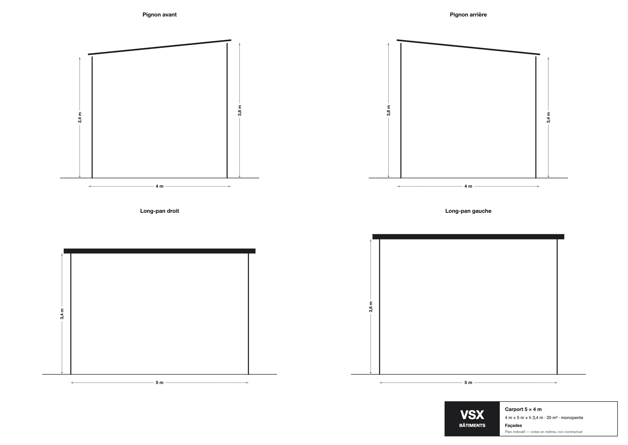 Carport 5 x 4 m, hauteur 3,4 m (20 m²) — photo 2