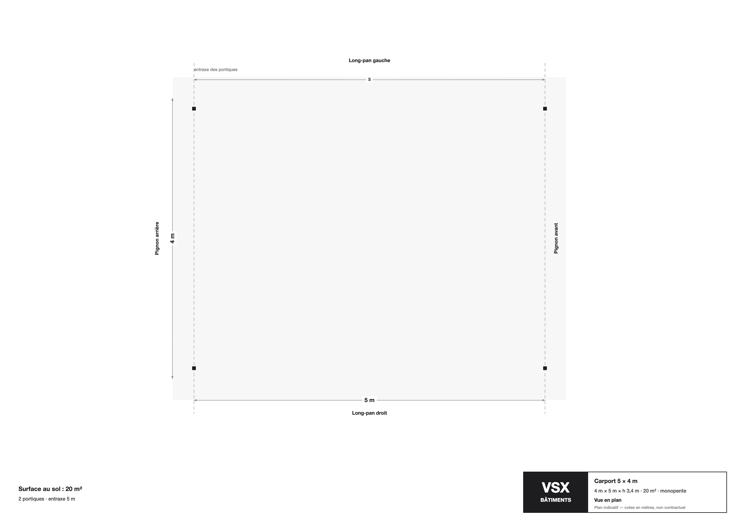 Carport 5 x 4 m, hauteur 3,4 m (20 m²) — photo 3