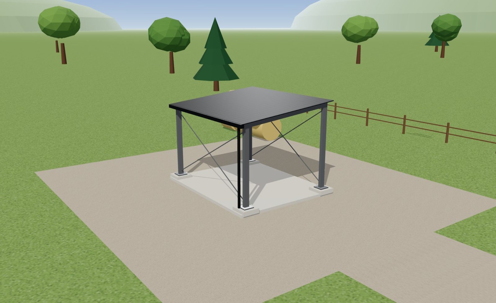 Carport 5 x 4 m, hauteur 3,4 m (20 m²) — en pleine nature
