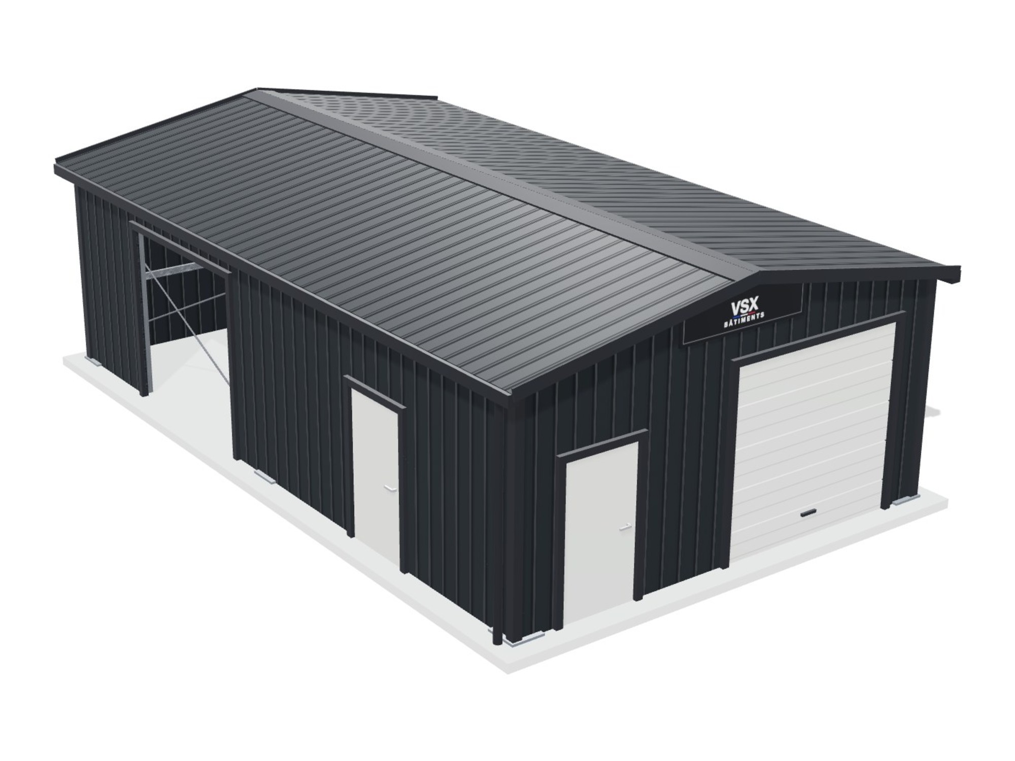Hangar 6 x 10 m, hauteur 3 m