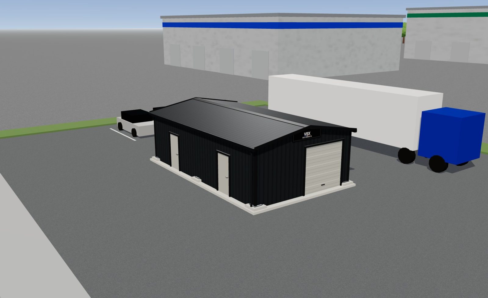 Hangar 10 x 6 m, hauteur 3 m — en zone d'activité