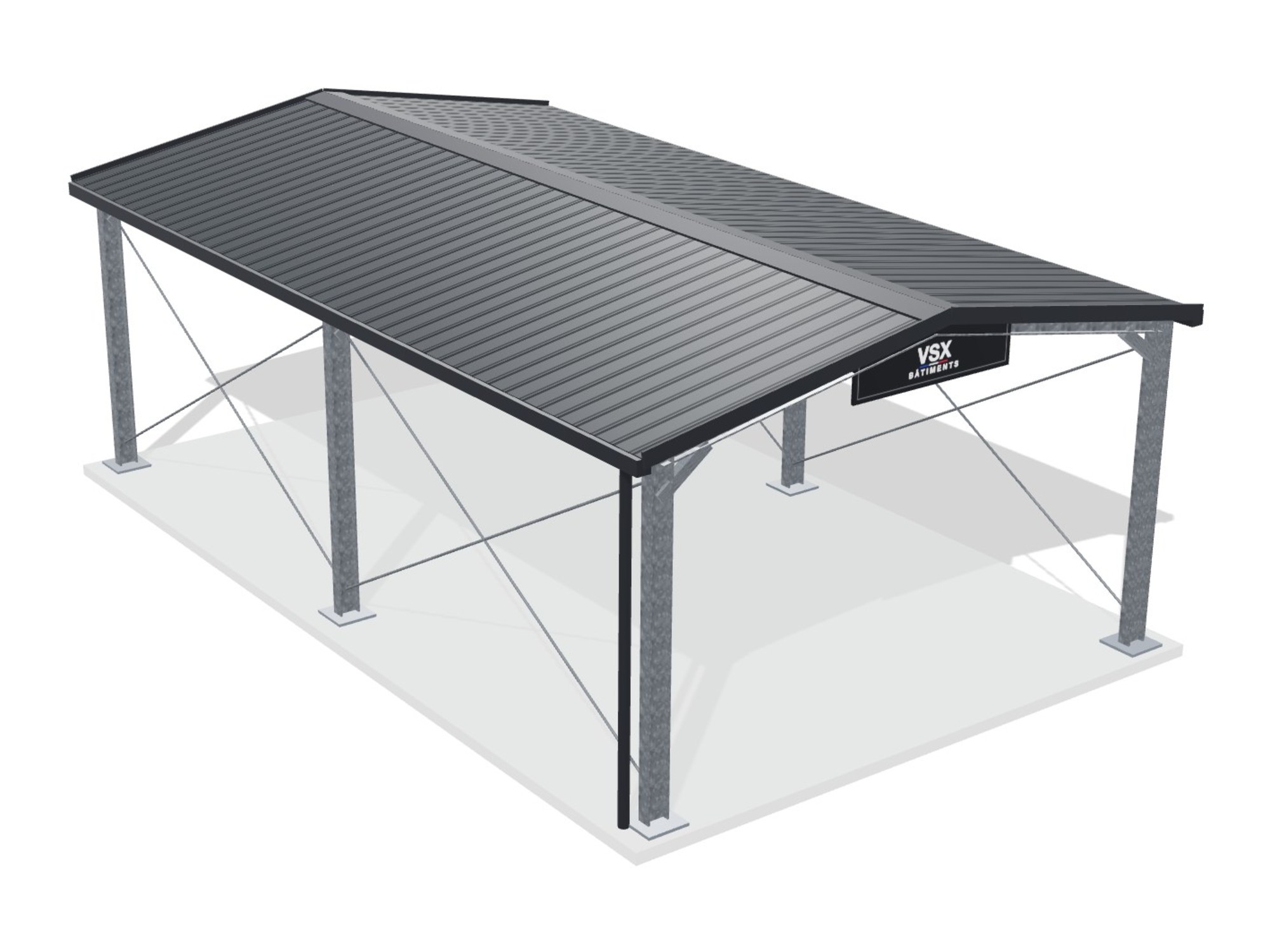 Hangar ouvert 6 x 10 m, hauteur 3,5 m